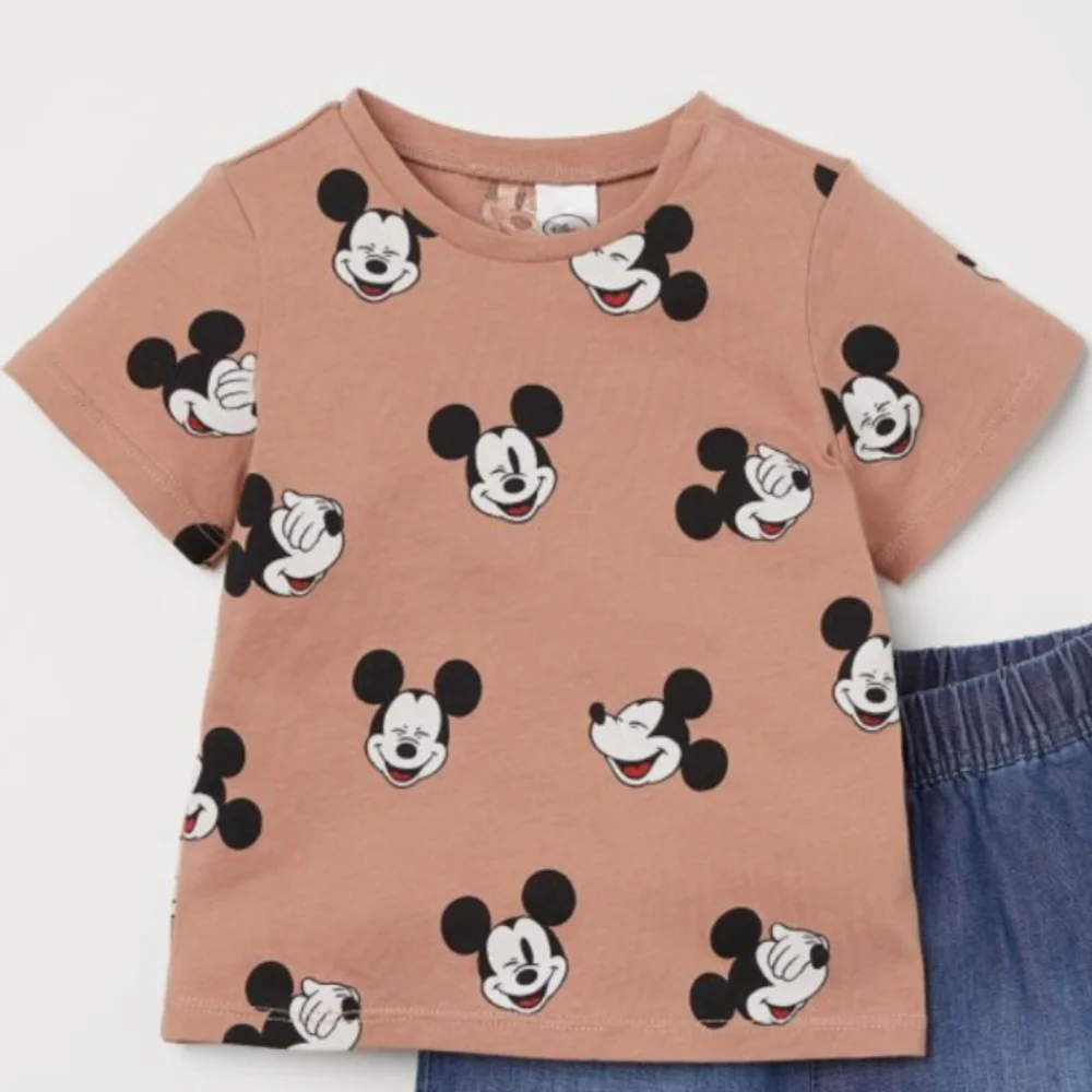 NWT H&M x Disney Mickey Mouse 2PC Organic-Cotton Top & Denim Shorts 6m